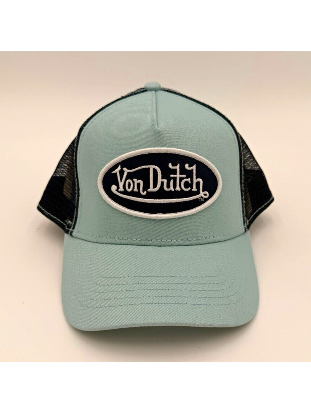 Von Dutch Light Blue/Black Trucker Hat Mesh Back Snap Back One Size NWT